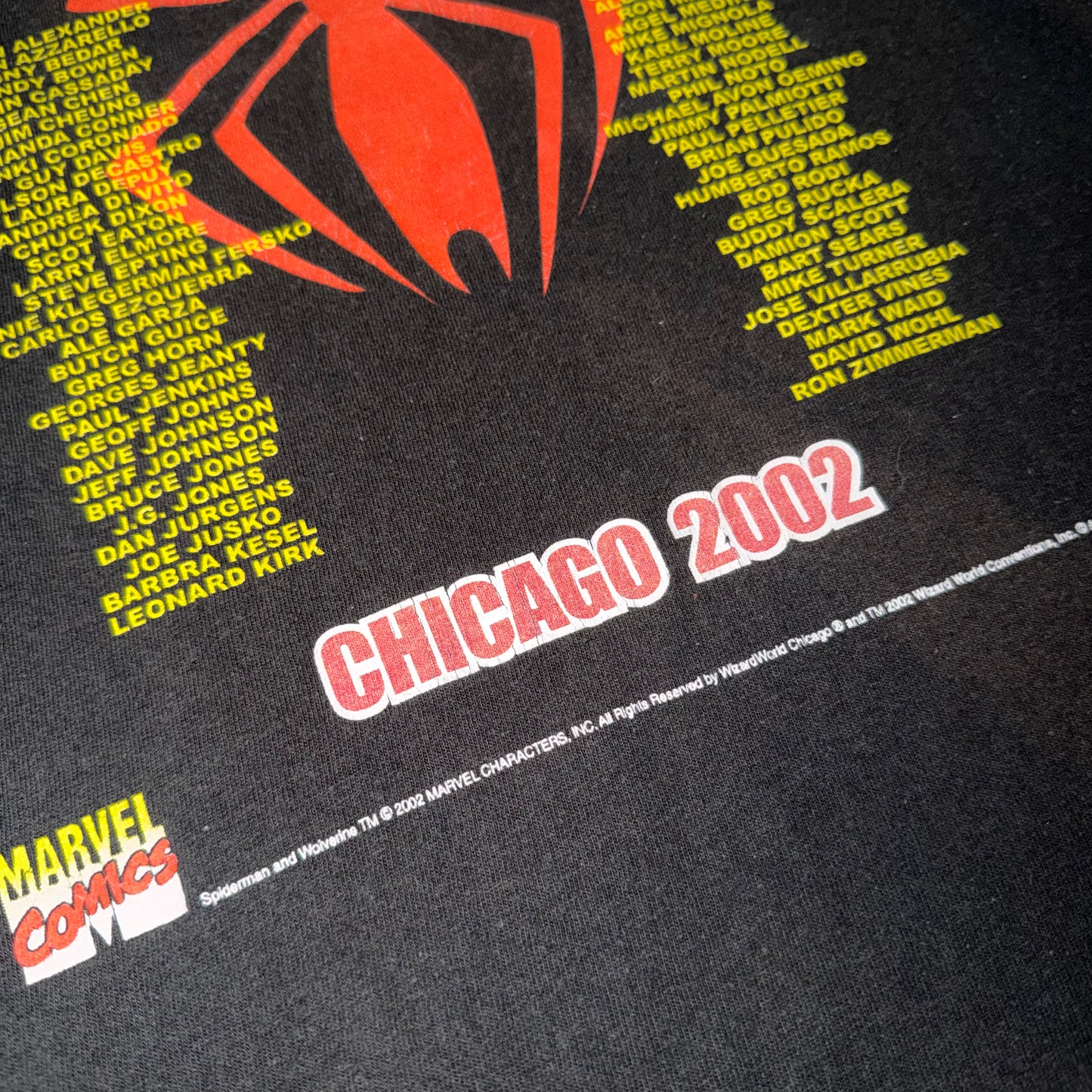 Spider-Man Wolverine Marvel Wizard World Convention 2002 Vintage Graphic T-Shirt Large