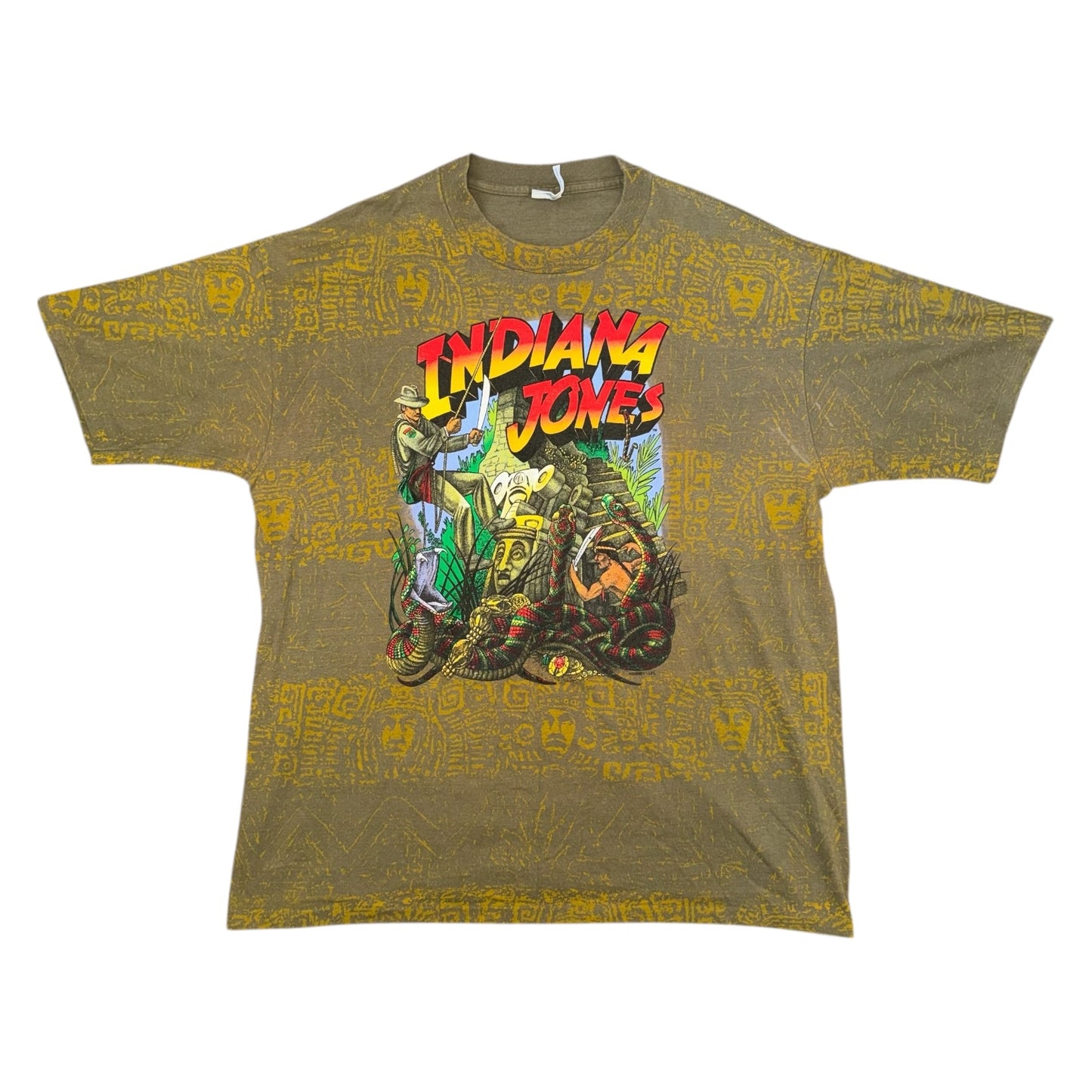Indiana Jones Disney Vintage 1990 Single Stitch AOP Graphic T-Shirt XXL