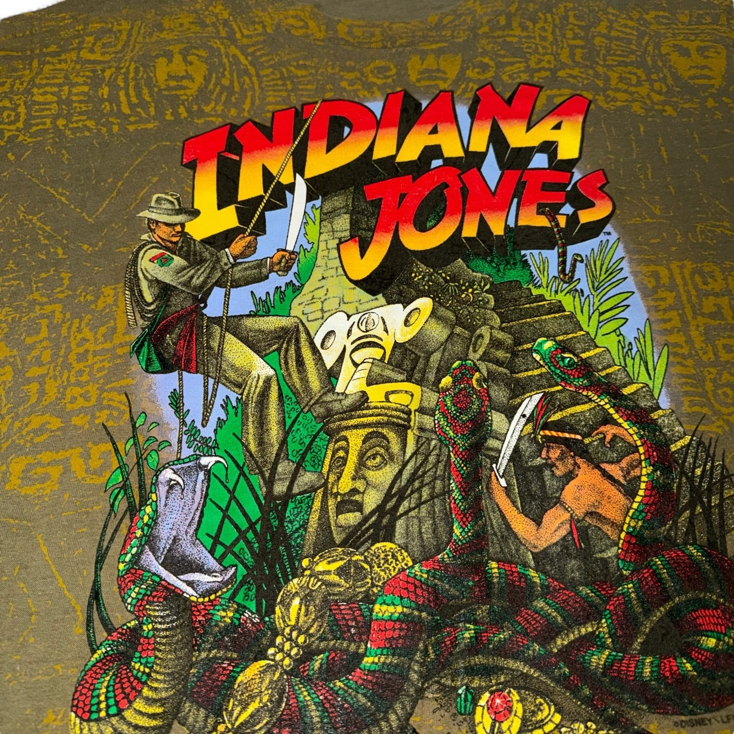 Indiana Jones Disney Vintage 1990 Single Stitch AOP Graphic T-Shirt XXL